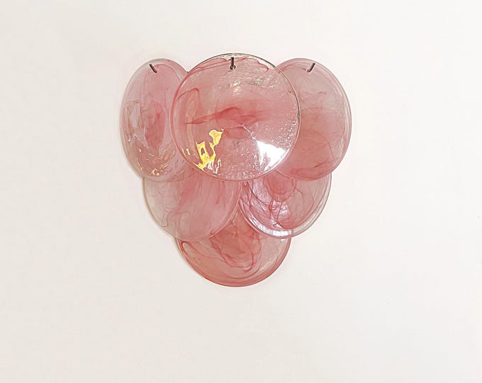 Pair of glass wall sconces - 6 alabaster pink disks