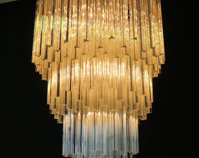 Huge Murano chandelier trasparent triedri – 184 prism - Arianna model