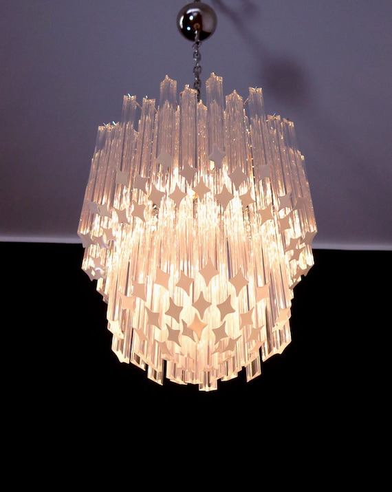 Murano Big Chandelier - Venini Style – 107 Transparent Prism