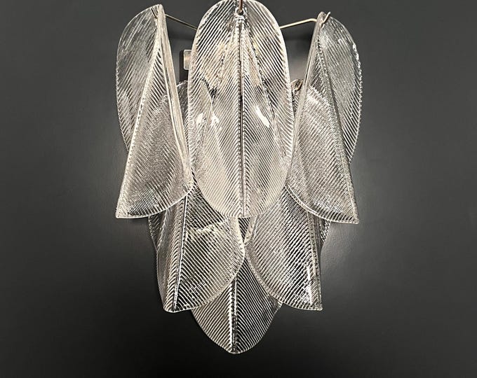 Pair of Vintage Italian Murano wall lights - 12 "rondini" clear glass