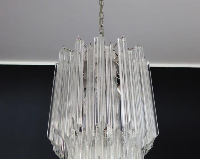 Quadriedri Murano chandelier – 47 transparent prisms
