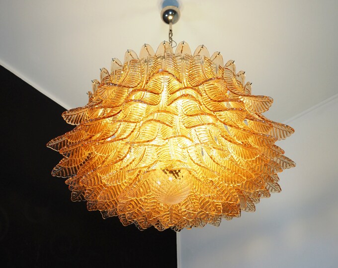 Large Murano glass Chandelier -100 amber Felci glasses