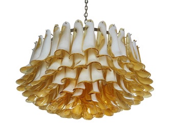 Large Murano glass Chandelier -101 caramel lattimo glass petal