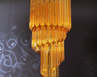 Murano vintage chandelier – 54 quadrihedrons amber prisms