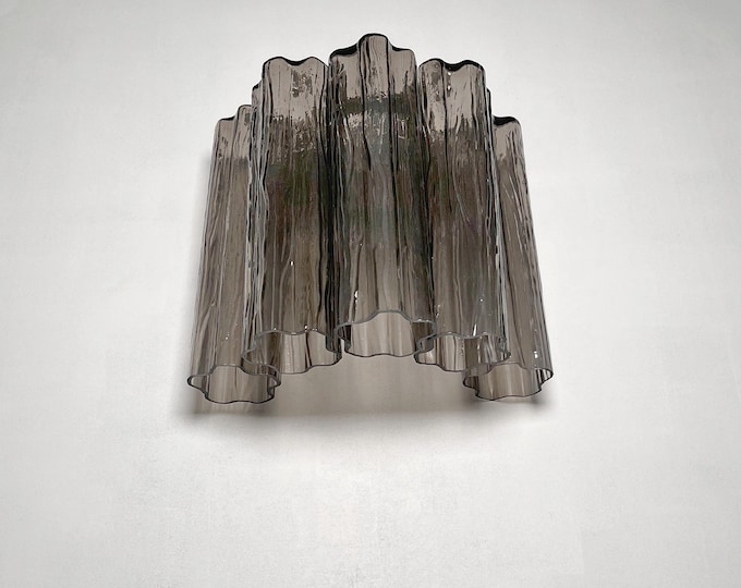 Fantastic pair of Murano Glass Tube wall sconces - 5 smoked glass tubes