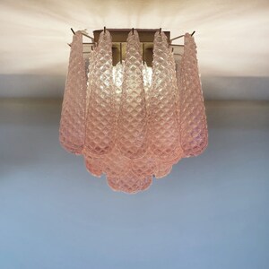 Murano ceiling lamp 32 pink glass petal drops image 5