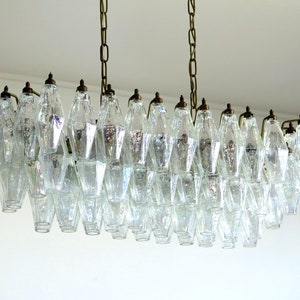 Elegant Murano Poliedri Chandelier - Carlo Scarpa - 84 iridescent glasses