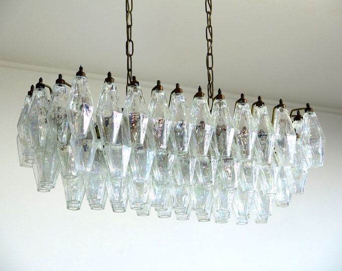 Elegant Murano Poliedri Chandelier - Carlo Scarpa - 84 iridescent glasses