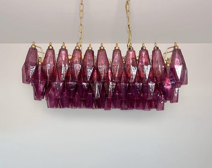 Elegant Murano Poliedri Chandelier - Carlo Scarpa - 84 amethyst glasses