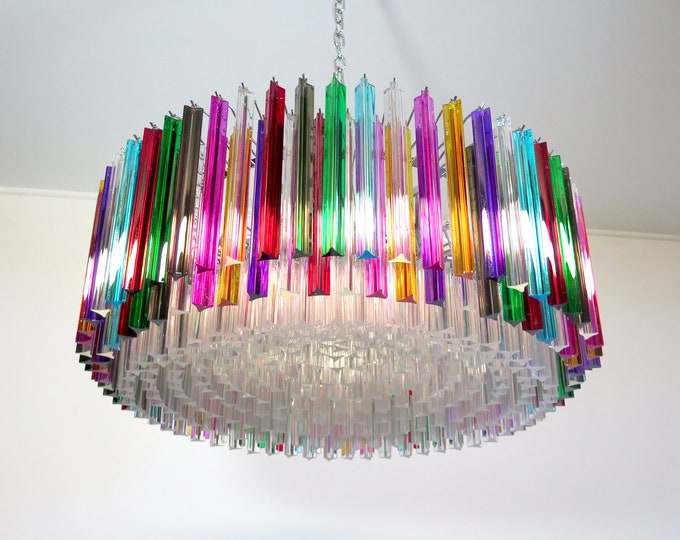 Large Triedri Murano glass Chandelier - 391 multicolor prims