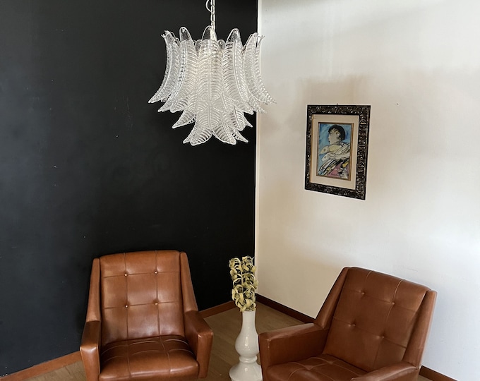 Italian Murano Six-Tier trasparent Felci Glass chandelier - 36 glasses