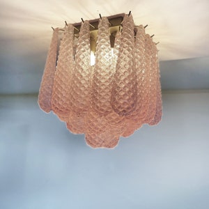 Murano ceiling lamp 32 pink glass petal drops image 4