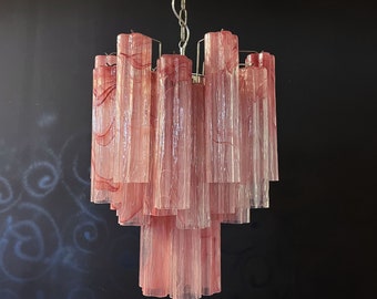 Fantastic Glass Tube Chandelier - 30 albaster pink glasses