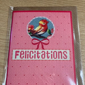 French Felicitations Vintage retro kitsch congratulations for her plain greetings card