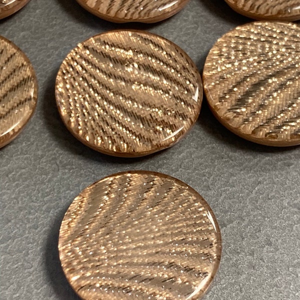 Set of 10 x 22mm plastic GOLD textured buttons glitter