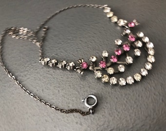 collana di cristallo di strass di vetro diamantato vintage rosa