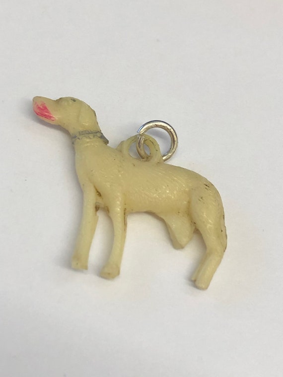 cream dog charm moulded early plastic celluloid v… - image 1