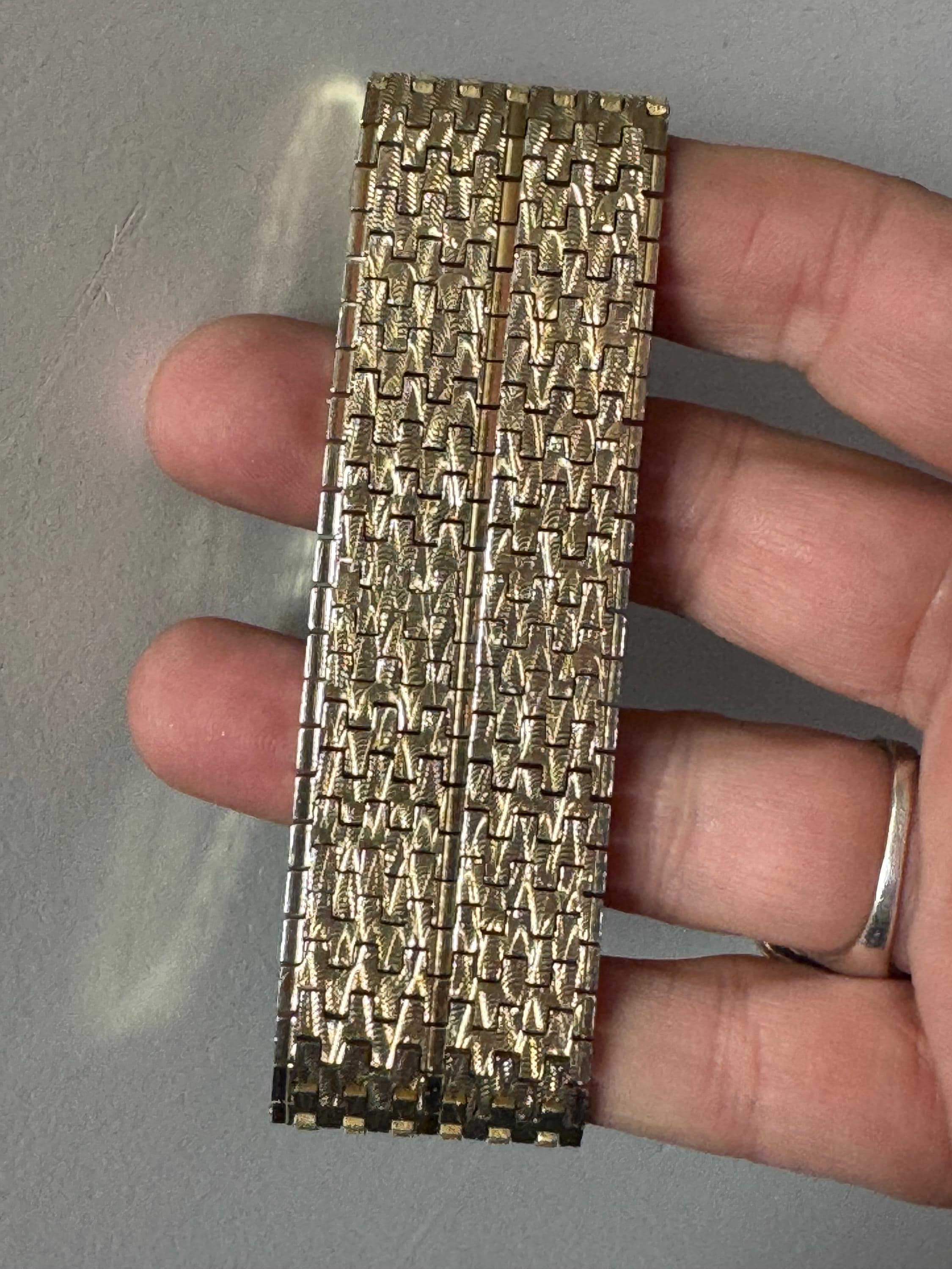 18k Gold Plated Cuff Bracelet: Champagne Tone Wrap 1970s Italian 1
