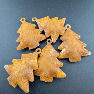 5 x sapins de Noël en métal rouillé rouillés pour décorations de Noël et créations artisanales rustiques