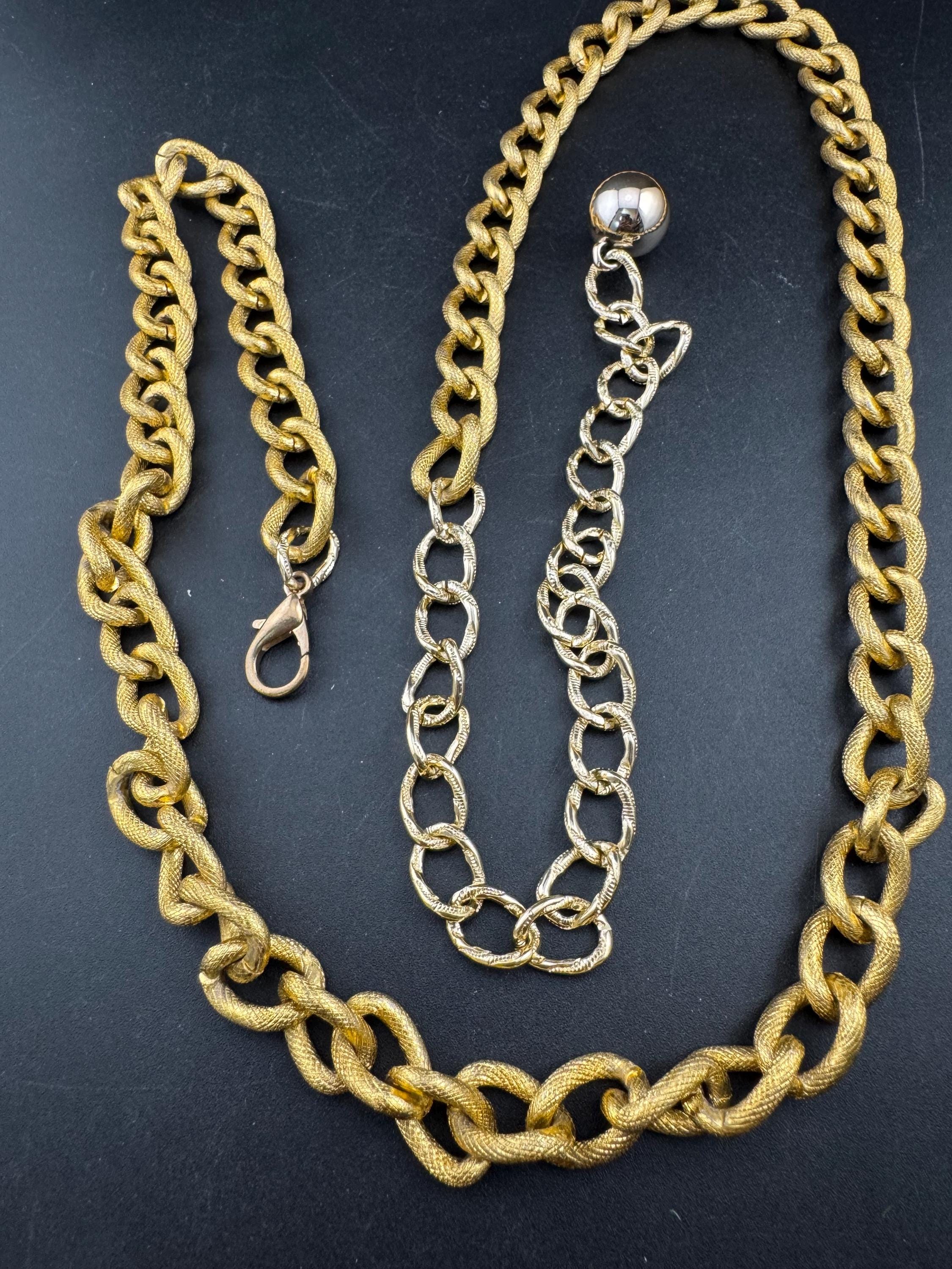 Vintage 1980\'s chunky gold double chain belt O/S station links textured disks 80s Gold Chain Belt - Etsy main image 4