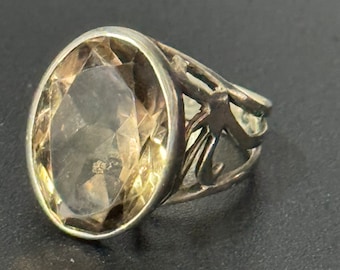 Smoky Quartz Statement Ring - Sterling Silver, Size N.5