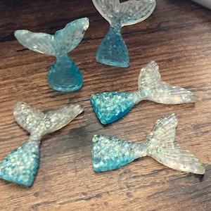 mini BLUE mermaid tail cake topper miniature plastic blue glitter scenery decoration fish