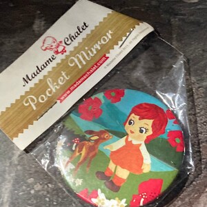 handbag purse size pocket mirror cosmetic cute girl kitsch Madame chalet Swiss designs image 2