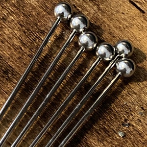 Replacement 6 x stainless steel cherry picks for vintage bar cocktail cabinet