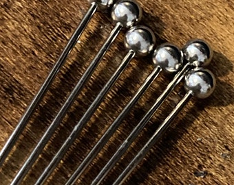 Replacement 6 x stainless steel cherry picks for vintage bar cocktail cabinet