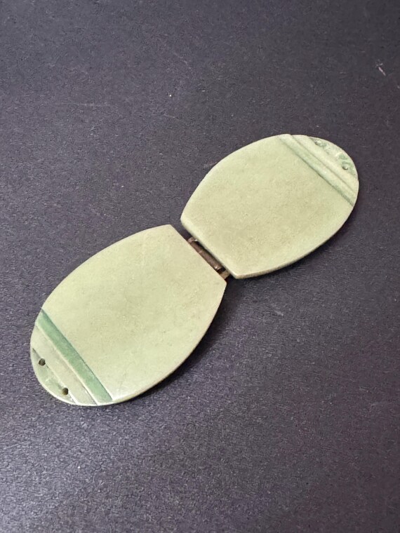 Sew on Art Deco 2 Part Green Early Celluloid Plastic Belt  display picture 2