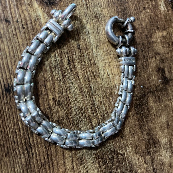 signed AGATHA PARIS chunky silver tone statement designer chain bracelet