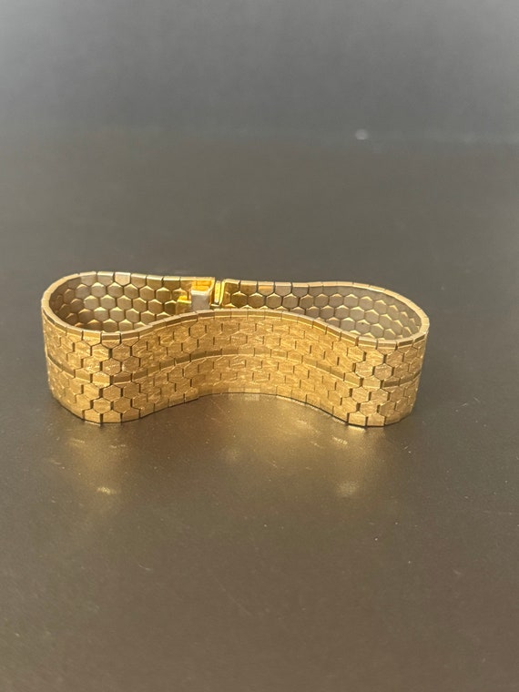 1970s articulated flat 18k gold plated cuff wrap … - image 5