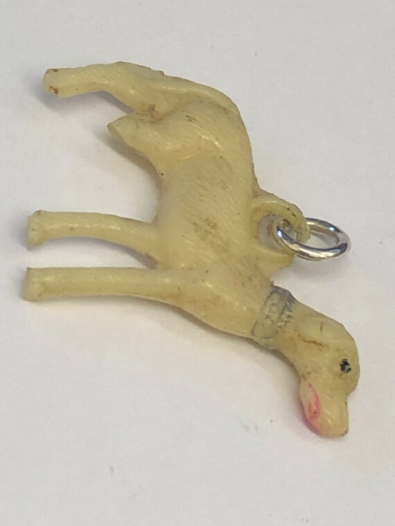 cream dog charm moulded early plastic celluloid v… - image 5