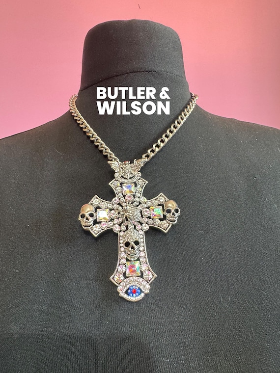 Boxed Butler and Wilson Clear Diamanté Crystal Cross, Bat and