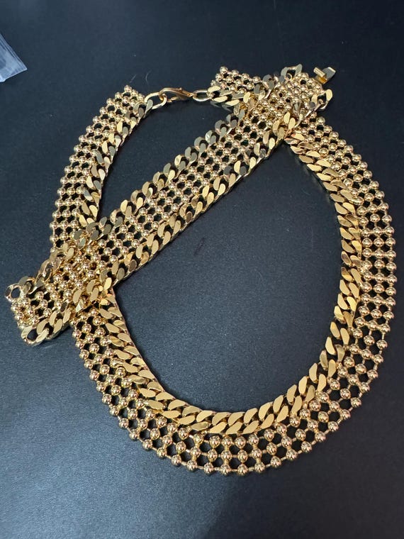 Vintage Gold Tone Chunky High Shine Wide Chain Link Necklace and Bracelet Jewellery Set Etsy Canada