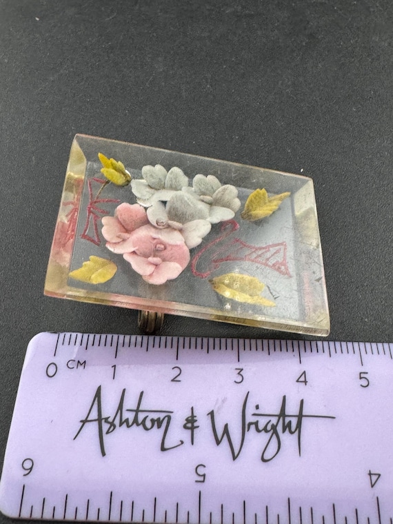 Broche Vintage En Plastique - Motif Floral Des Années 1950 - Occasion, Bel état