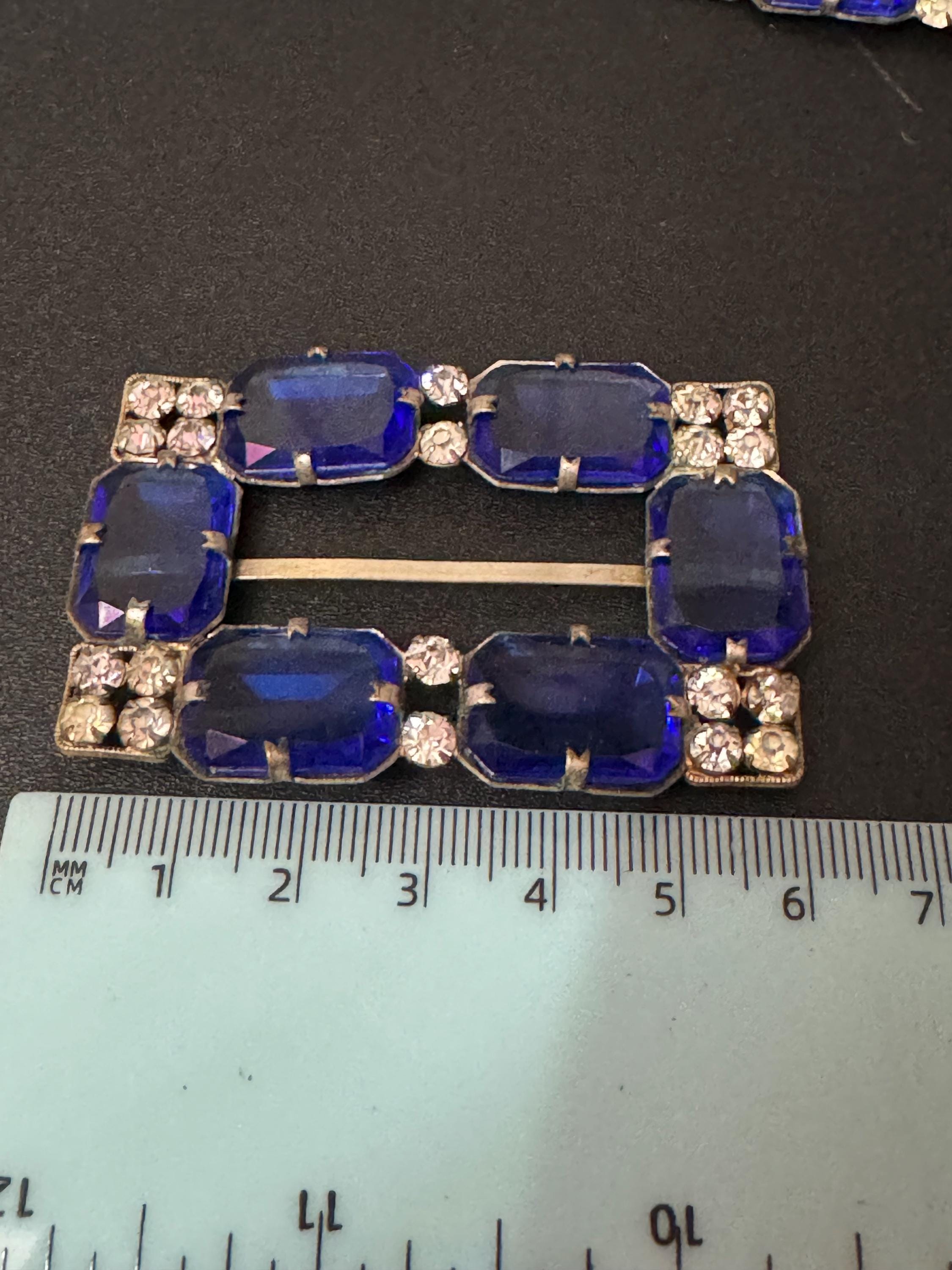 Antique Sapphire Blue Czech Glass‎ Sash Belt Buckle Vintage Czech Glass Blue Belt Buckle - Etsy main image 4