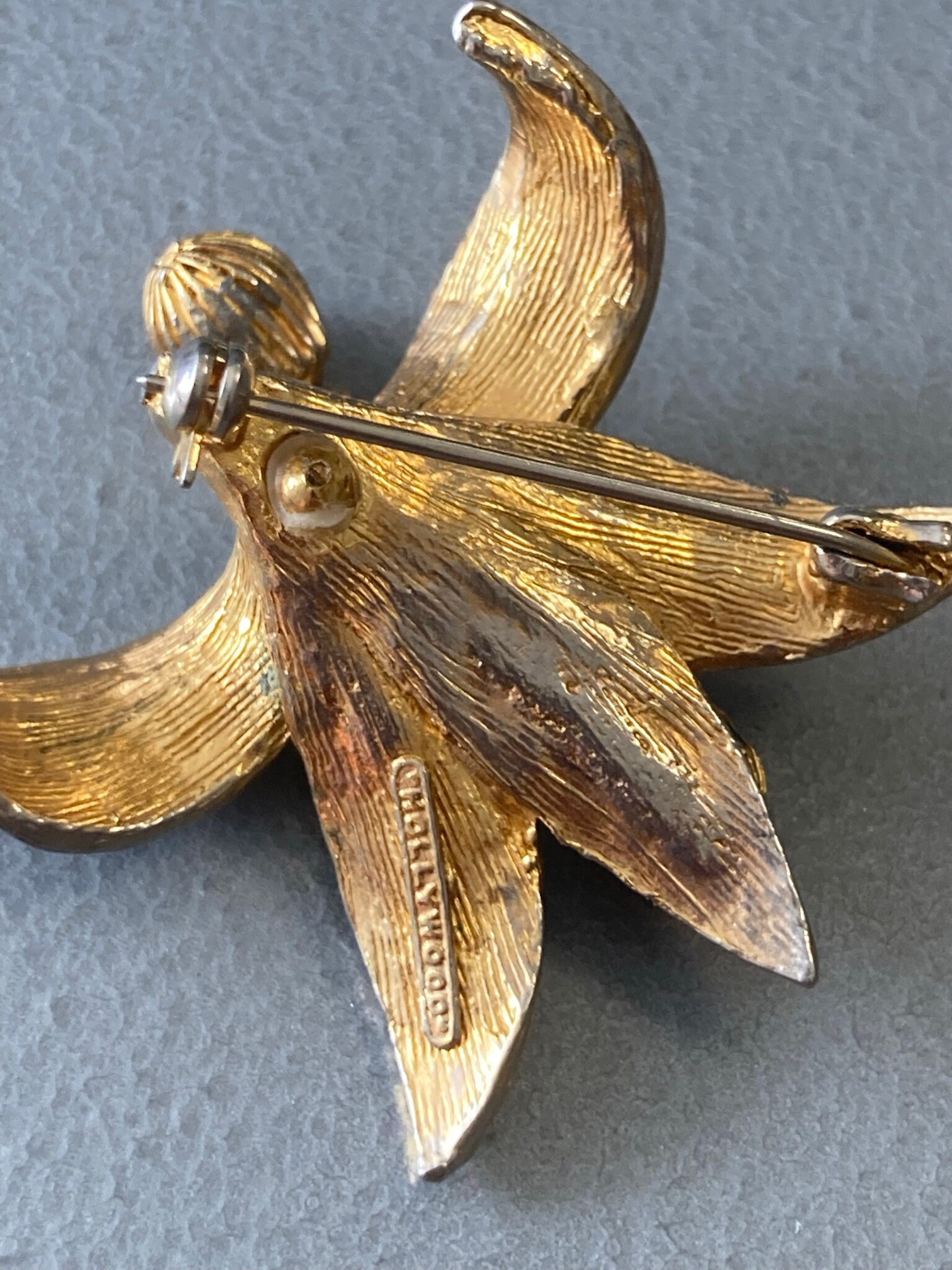 Signed HOLLYWOOD Vintage Gold and Silver Tone Floral Brooch Etsy