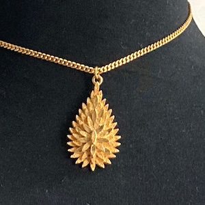 Modernist gold tone pendant necklace brutalist Mid Century Modern