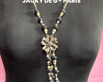 Pendentif Vintage Jacky De G Paris - Tête D'indien En Métal Argenté - Occasion Bon état - Bijou Rétro