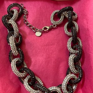Butler and Wilson Rhinestone Chain Link Necklace - Black & Clear Diamante
