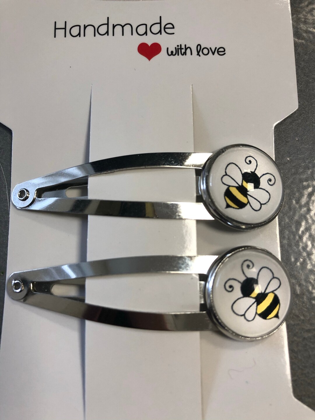 Pair of Bee Hair Clips, Silver Tone Snap Lock Closure - Etsy