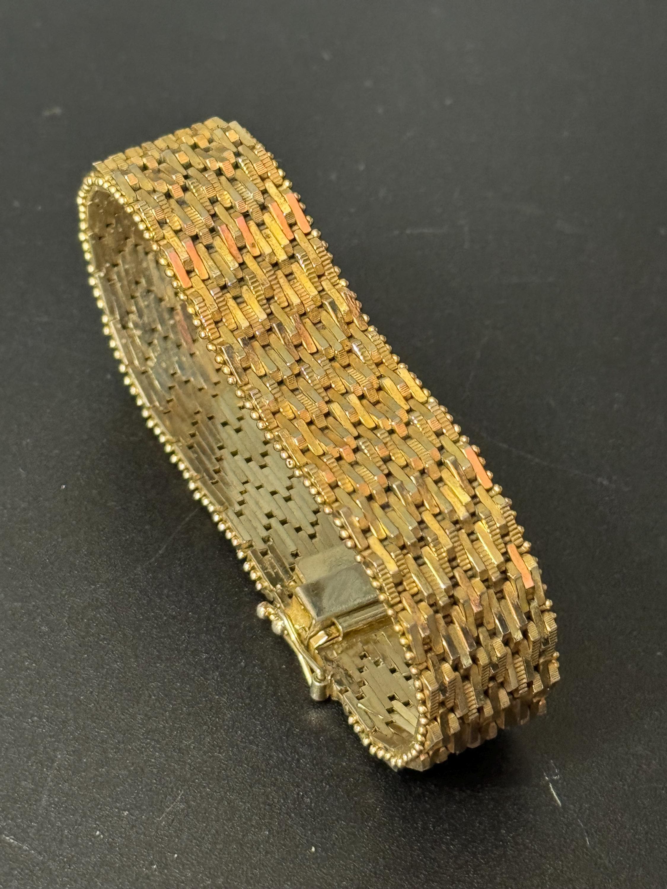 Estate Italian 18k Yellow Gold 16mm Wide Fancy Link Chain