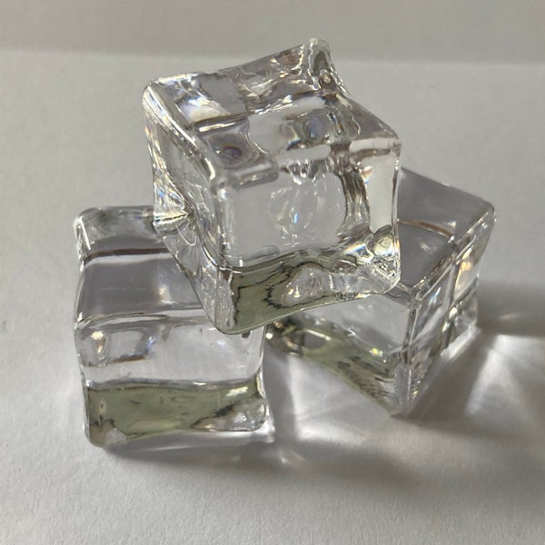 3 pieces of 2cm x 2cm square fake ice cubes glacier faux cake topper decorations