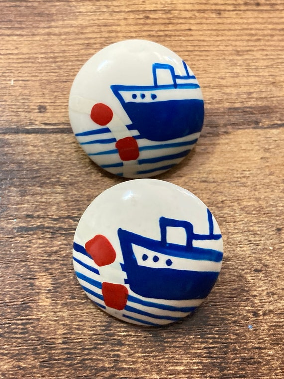Red white and blue Nautical ship boat pierced rou… - image 2