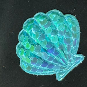 1 x turquoise blue sequin Sew On Nautical sea scallop sea shell sequinned Patch 4.5cm x 5cm sewing craft appliqué image 6
