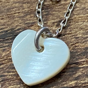 Junge Mädchen 925 Sterling Silber feine Kette mit Perlmutt Muschel Liebe Herzanhänger 35 cm