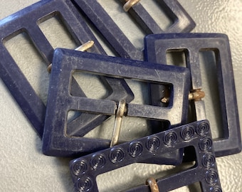 Vintage Early plastic celluloid Belt Buckles Dark French navy Blue 5cm x 4cm