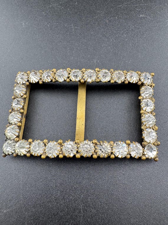 Rectangular large Antique Victorian Rhinestone Gl… - image 2