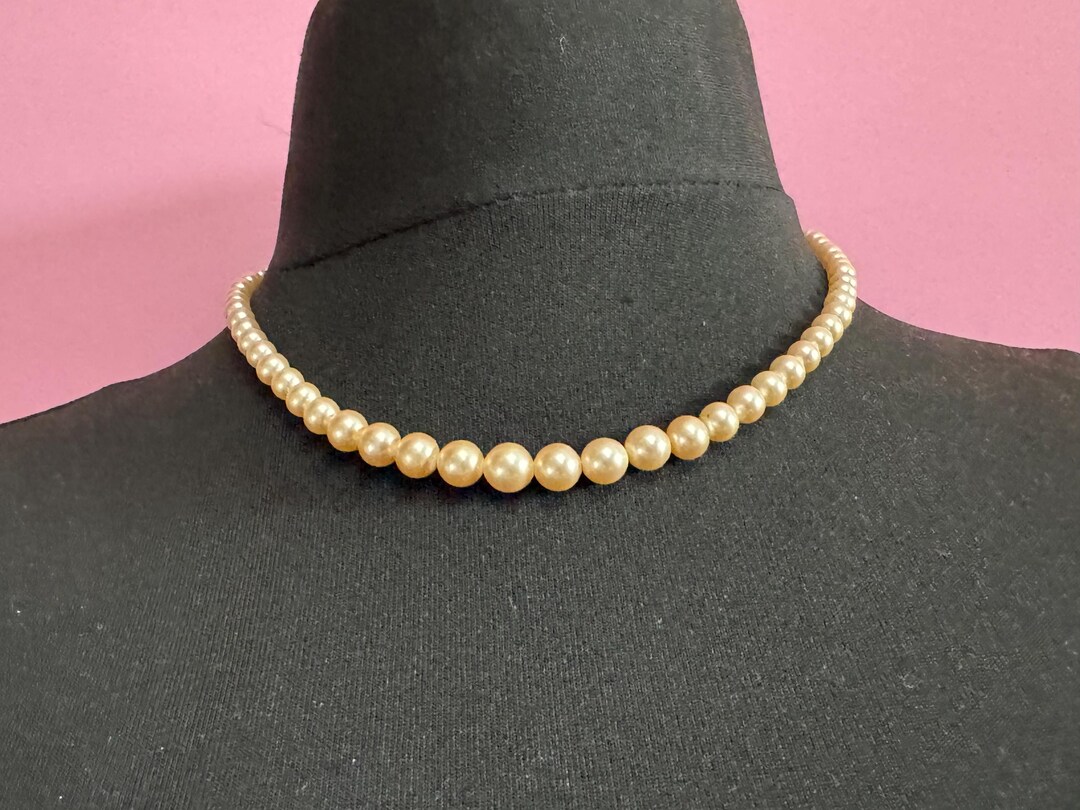 Lotus Cream Glass Pearl Necklace: Silver Clasp, Knotted, 46cm - Etsy